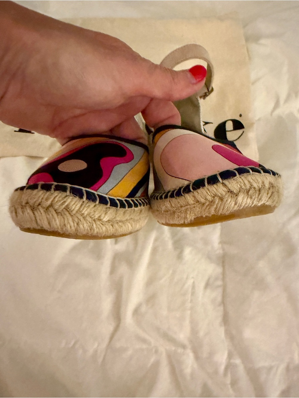 Respoke Emilio Pucci Pink Multi Espadrille Ankle-Strap Flats Sz 10 - Picture 5 of 6